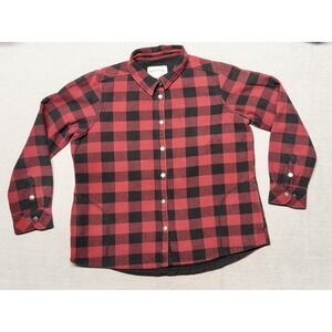 ORVIS Womens XL Pinnacle‎ Red Buffalo Plaid Flannel Fleece Lined Shirt Shacket